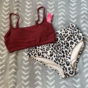 NWT Burgundy Bikini Top + Bonus Bottoms